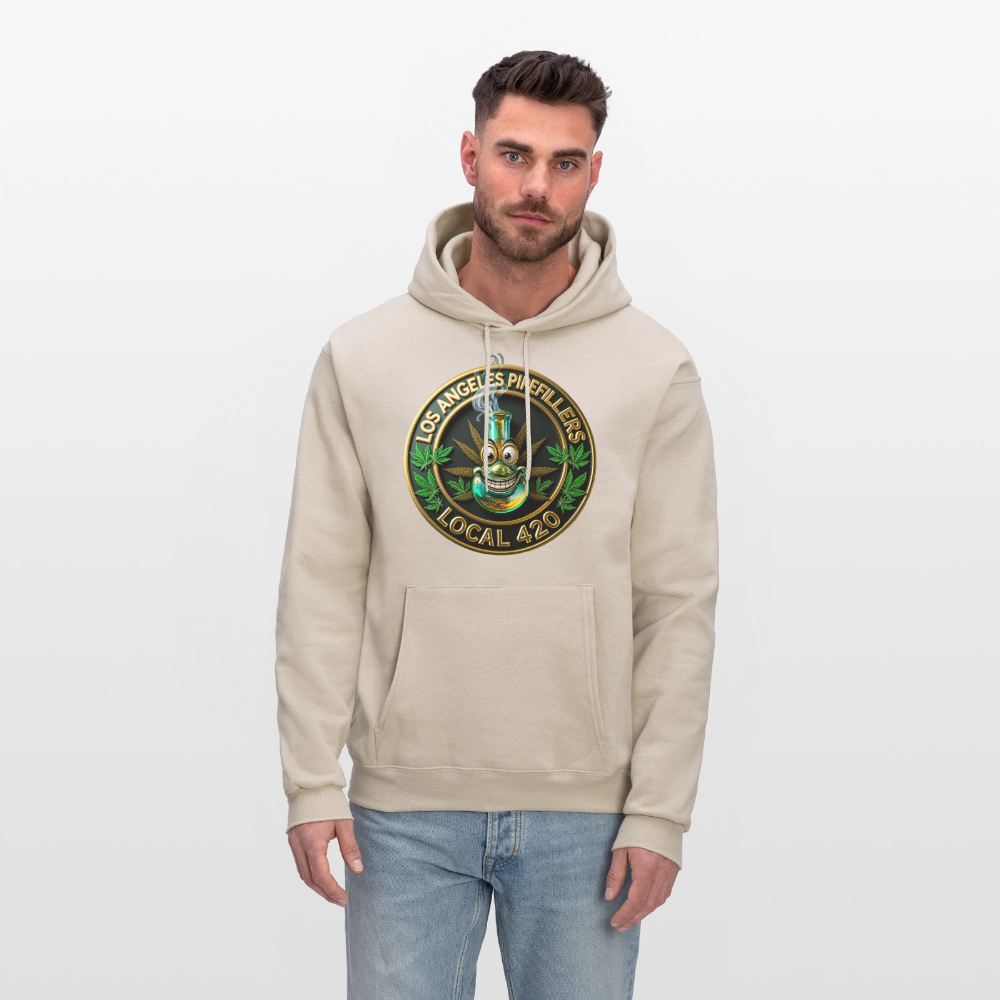 LOS ANGLES PIPEFILLERS LOCAL 420 2 EMBLEM Men's Hoodie - Sand