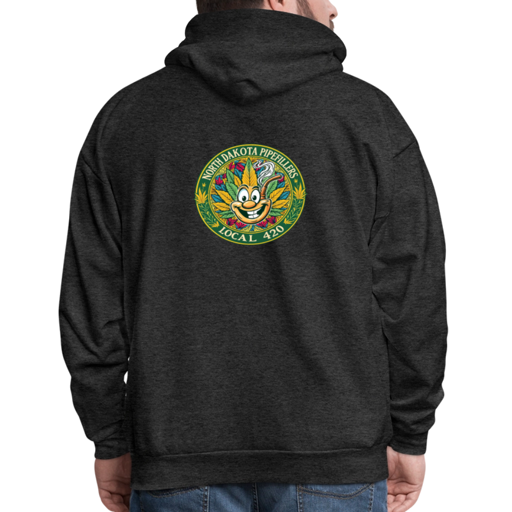 NORTH DAKOTA PIPEFILLERS LOCAL 420 F/B 2 DESIGNS Men's Hoodie - charcoal grey
