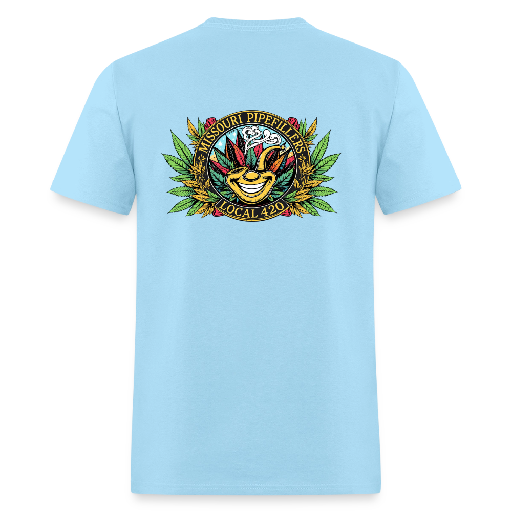 MISSOURI PIPEFILLERS LOCAL 420  F/B DESIGNS  Men's T-Shirt - powder blue