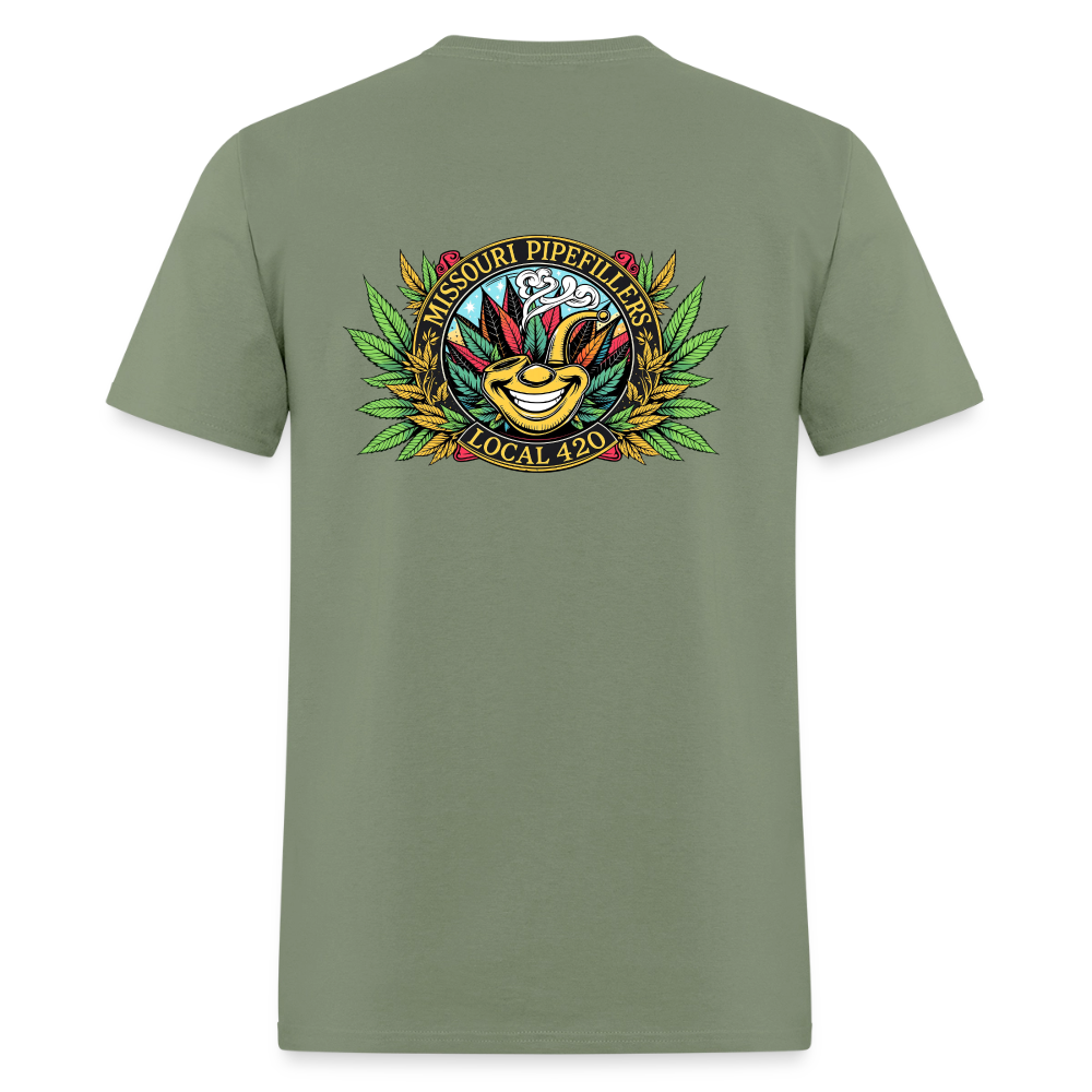 MISSOURI PIPEFILLERS LOCAL 420  F/B DESIGNS  Men's T-Shirt - military green