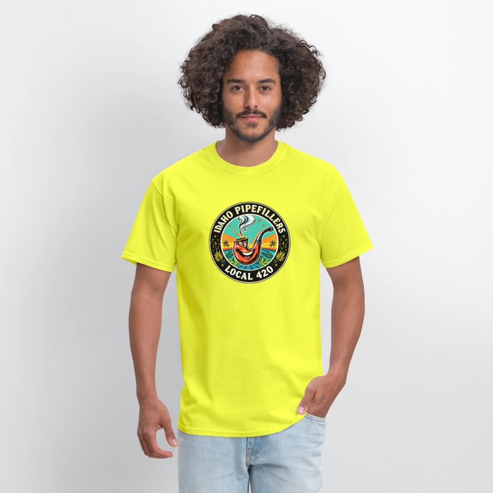 IDAHO PIPEFILLERS LOCAL 420 F/B DESIGN Men's T-Shirt - safety green