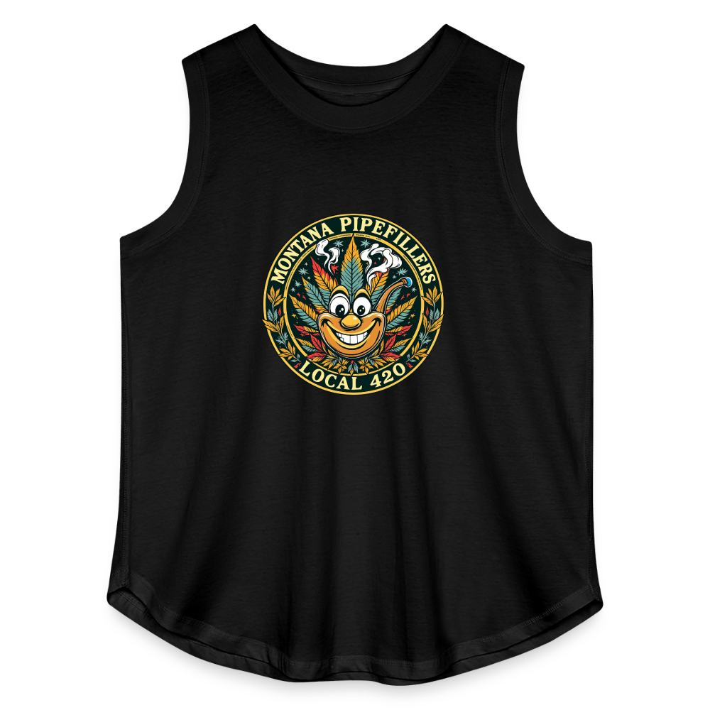 MONTANA PIPEFILLERS LOCAL 420 F/B DESIGN Women's Curvy Relaxed Tank Top - black