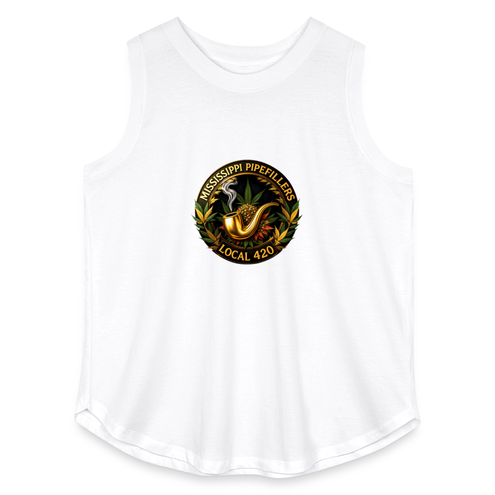 MISSISSIPPI PIPEFILLERS LOCAL 420 Women's Curvy Relaxed Tank Top - white