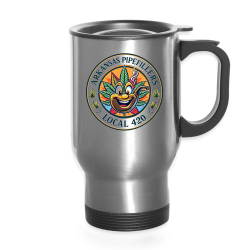 ARKANSAS PIPEFILLERS LOCAL 420 14oz Stainless Steel Travel Mug - silver