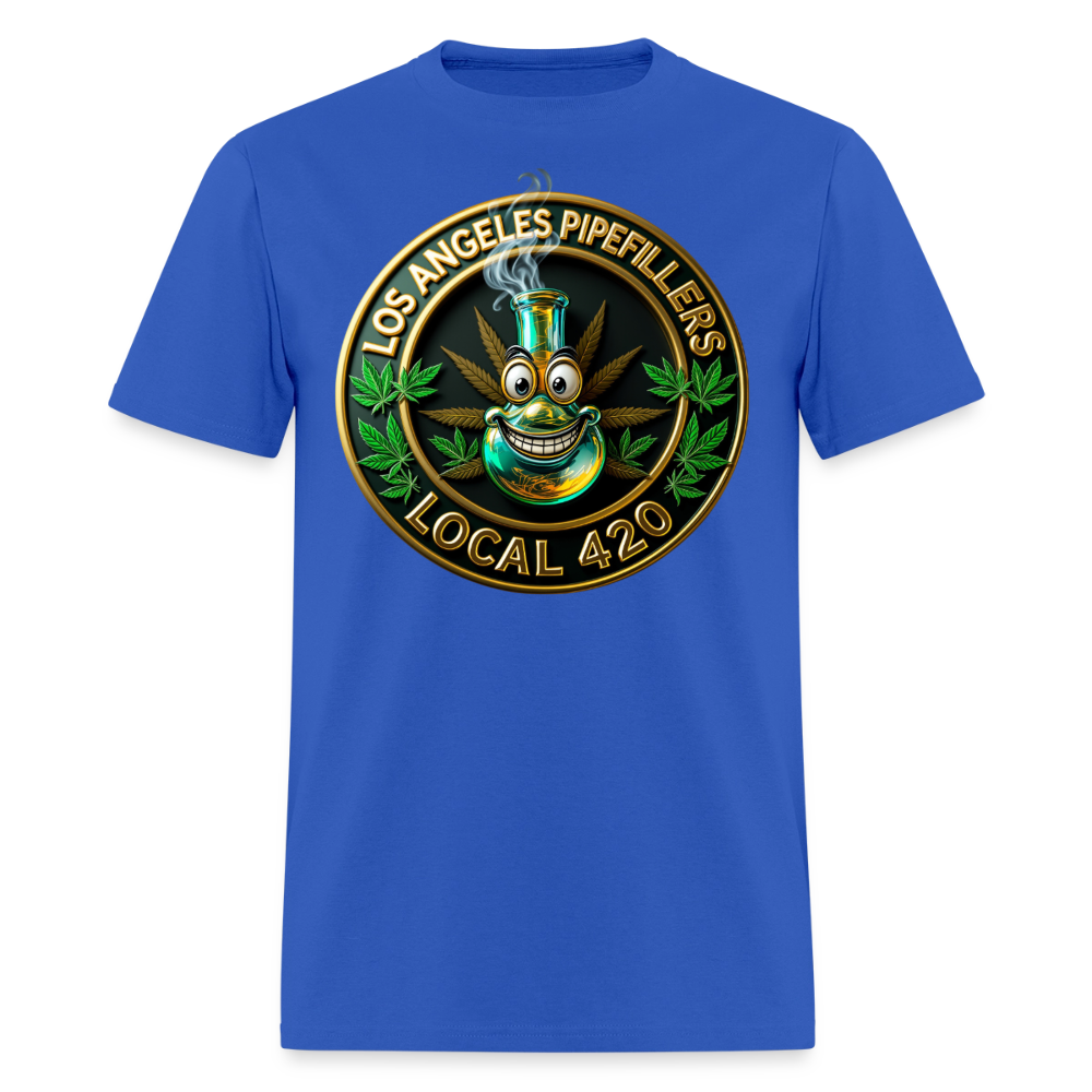 LOS ANGLES PIPEFILLERS LOCAL 420 2 EMBLEM Men's T-Shirt - royal blue