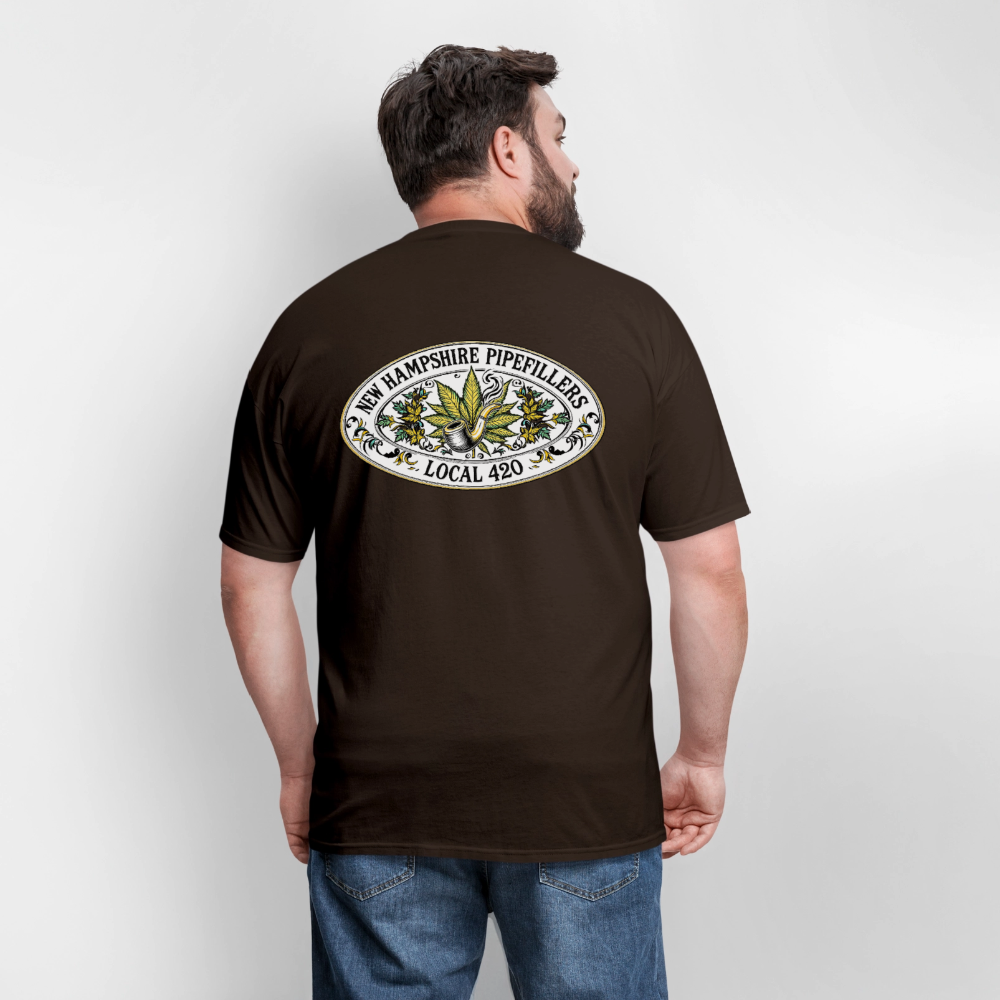 NEW HAMPSHIRE PIPEFILLERS LOCAL 420 2 EMBLEM Men's T-Shirt - brown