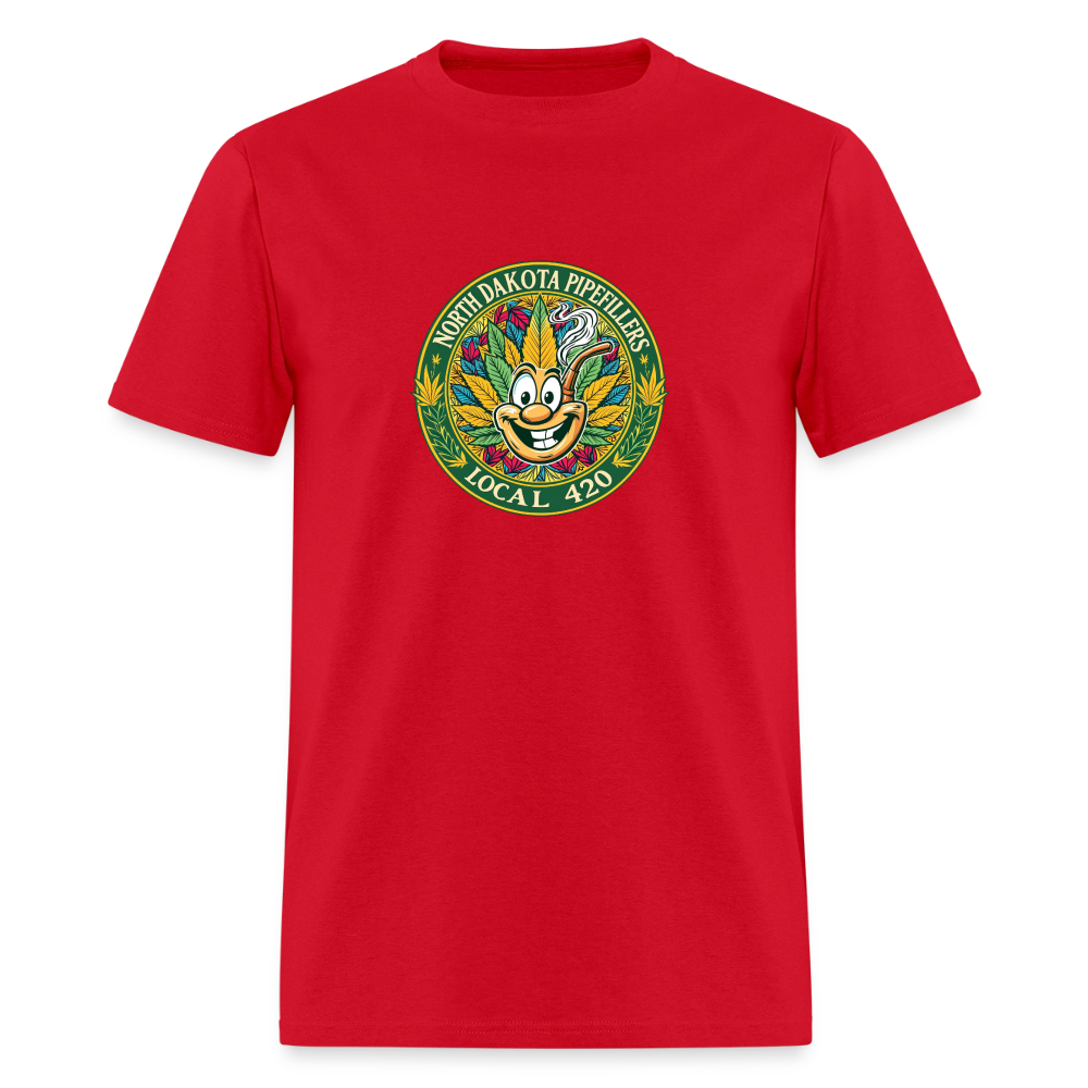 NORTH DAKOTA PIPEFILLERS LOCAL 420 F/B 2 DESIGNS Men's T-Shirt - red