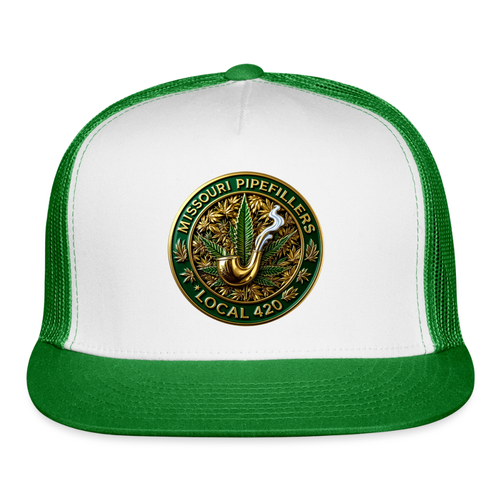 MISSOURI PIPEFILLERS LOCAL 420 Trucker Hat - white/kelly green