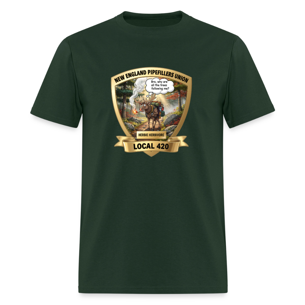 NEW ENGLAND PIPEFILLERS LOCAL 420 HERBIE HERBIVORE F/B EMBLEMS Men's T-Shirt - forest green