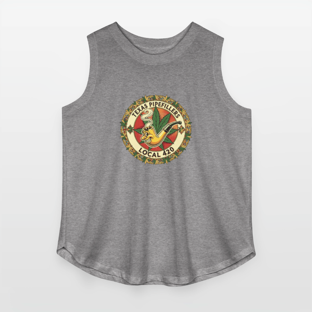 TEXAS PIPEFILLERS LOCAL 420 F/B DESIGN Women's Curvy Relaxed Tank Top - granite heather 