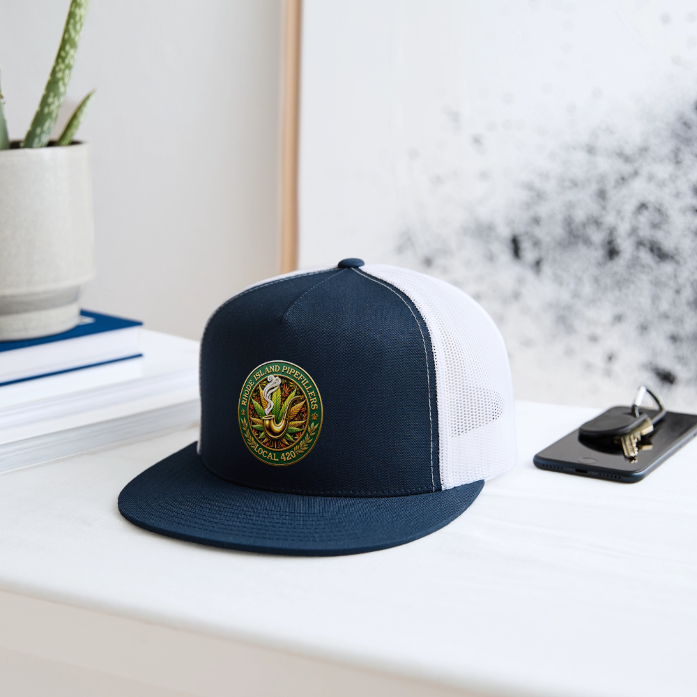 RHODE ISLAND PIPEFILLERS LOCAL 420 Trucker Hat - navy/white