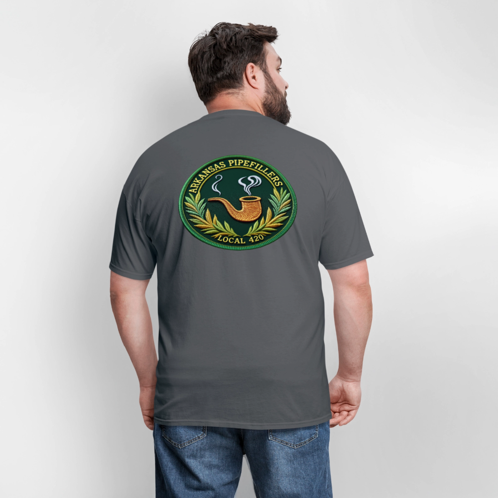 ARKANSAS PIPEFILLERS LOCAL 420 F/B EMBLEMS  Men's T-Shirt - charcoal