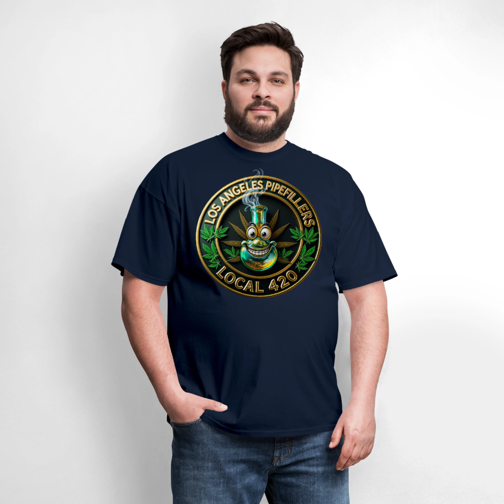 LOS ANGLES PIPEFILLERS LOCAL 420 Men's T-Shirt - navy
