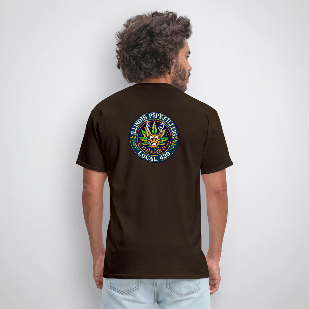ILLINOIS PIPEFILLERS LOCAL 420 F/B DESIGN Men's T-Shirt - brown