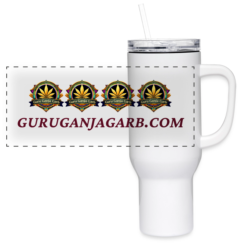 GURU GANJA GARB LOGO W SITE 40 oz Travel Tumbler - white