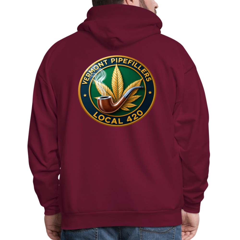 VERMONT PIPEFILLERS LOCAL 420 2 EMBLEM Men's Hoodie - burgundy