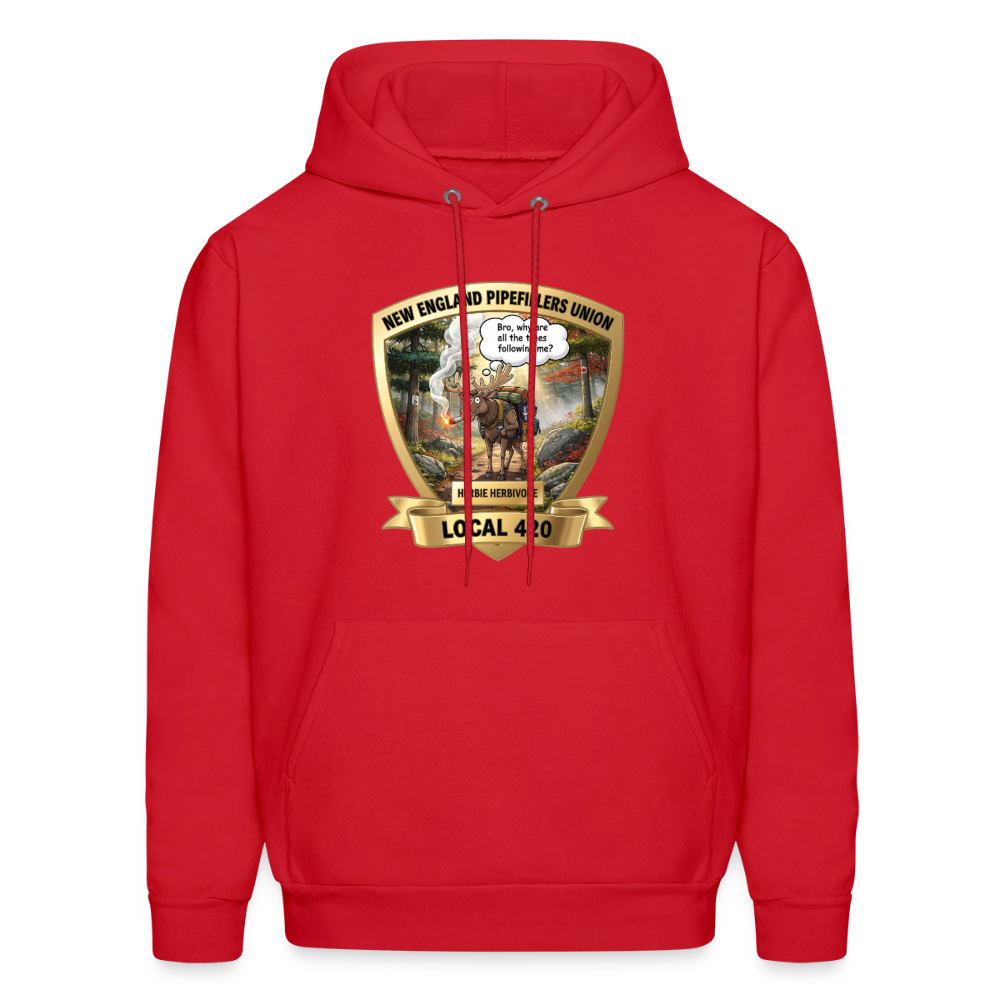NEW ENGLAND PIPEFILLERS LOCAL 420 HERBIE HERBIVORE F/B EMBLEMS Men's Hoodie - red