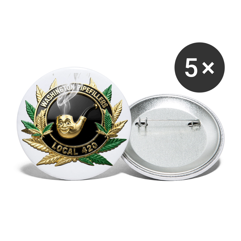 WASHINGTON PIPEFILLERS LOCAL 420 Union Buttons small 1'' (5-pack) - white