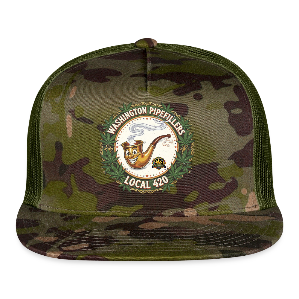 WASHINGTON PIPEFILLERS LOCAL 420 CAMO Trucker Hat - MultiCam\green