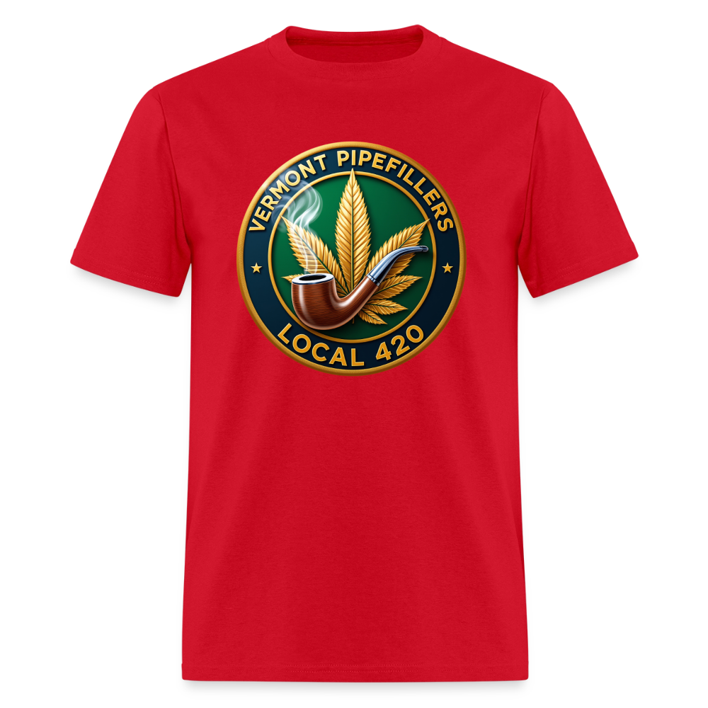VERMONT PIPEFILLERS LOCAL 420 2 EMBLEM Men's T-Shirt - red