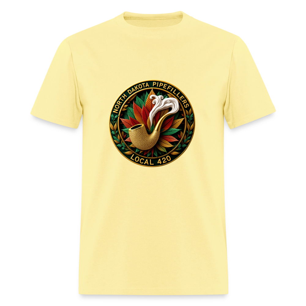 NORTH DAKOTA PIPEFILLERS LOCAL 420 F/B DESIGNS Men's T-Shirt - cornsilk