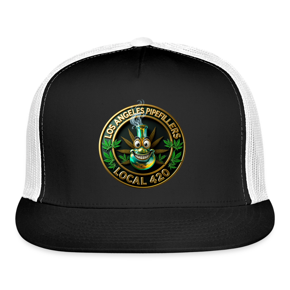 LOS ANGLES PIPEFILLERS LOCAL 420 Trucker Hat - black/white