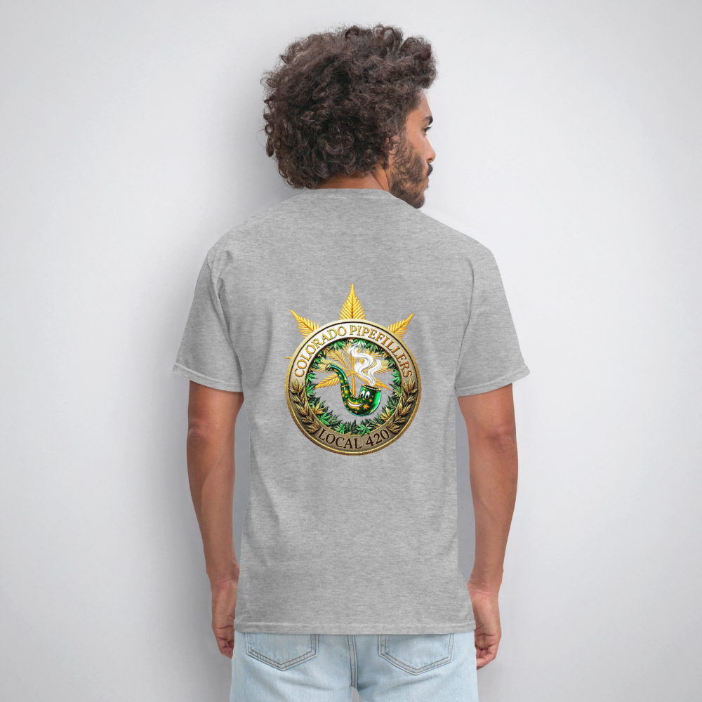 COLORADO PIPEFILLERS LOCAL 420 F/B EMBLEMS Men's T-Shirt - heather gray