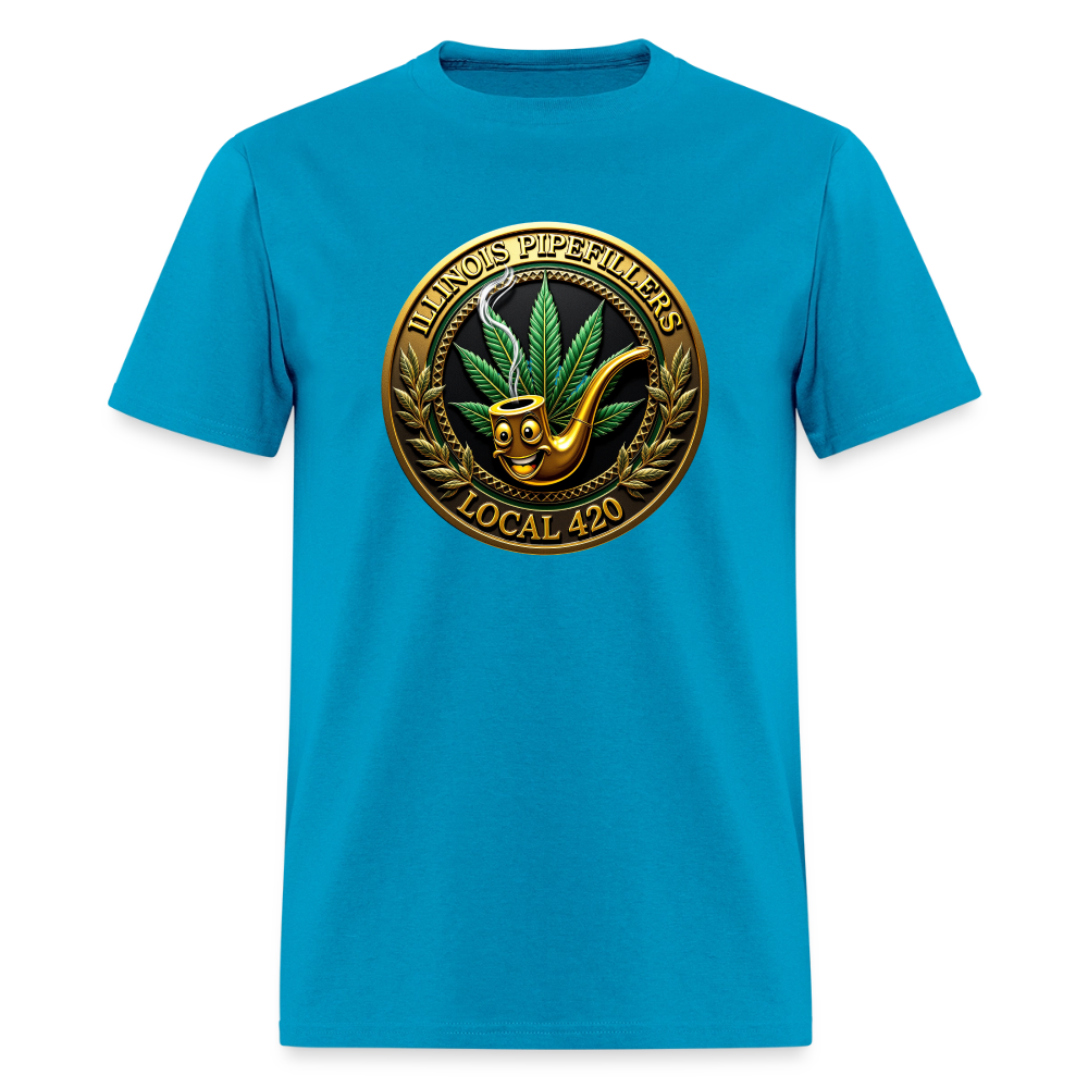 ILLINOIS PIPEFILLERS LOCAL 420 F/B EMBLEMS Men's T-Shirt - turquoise