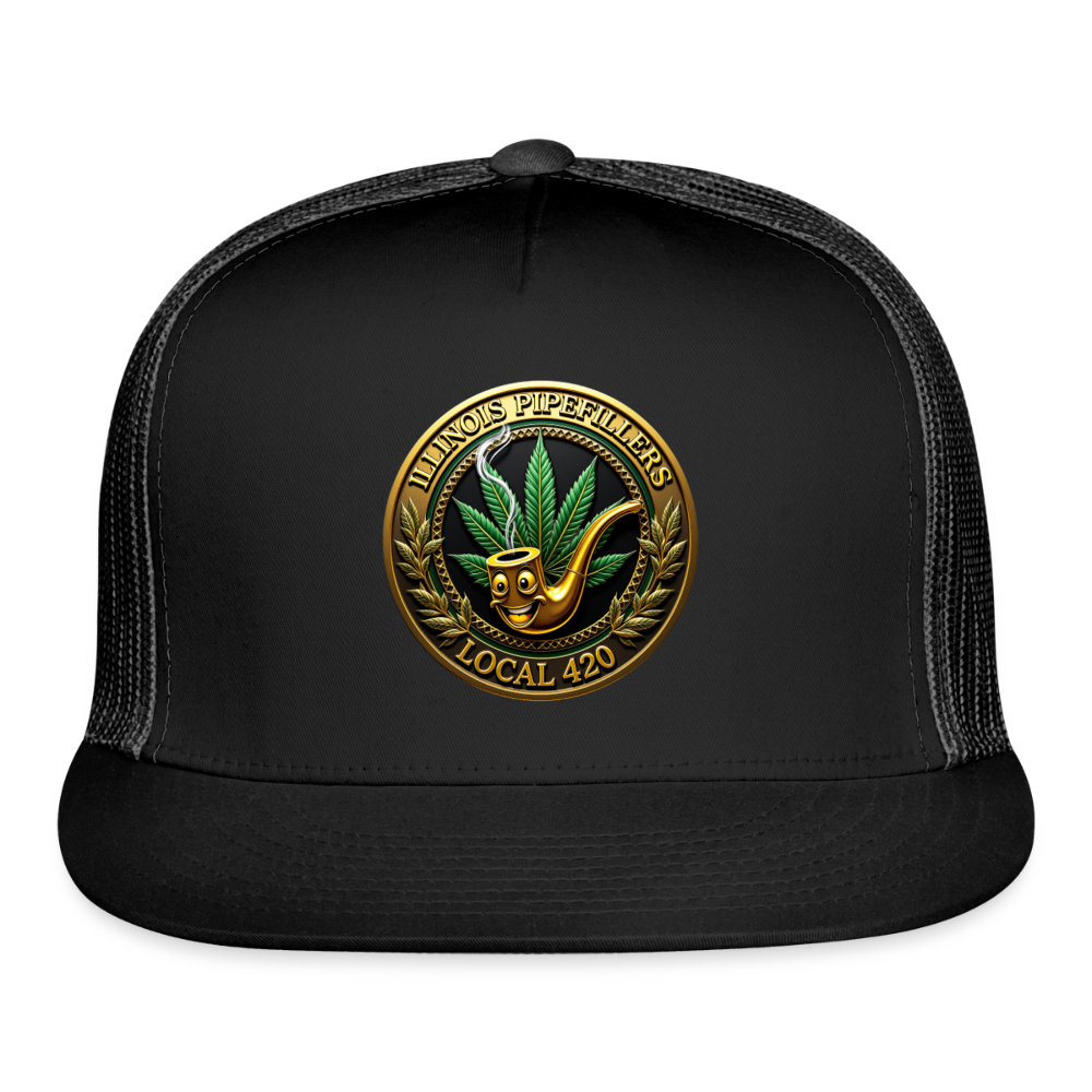ILLINOIS PIPEFILLERS LOCAL 420 Trucker Hat - black/black