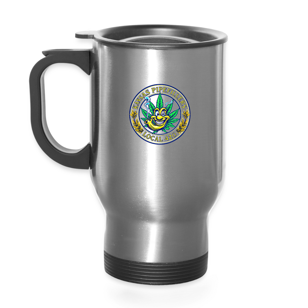 KANSAS PIPEFILLERS LOCAL 420 14oz Stainless Steel Travel Mug - silver