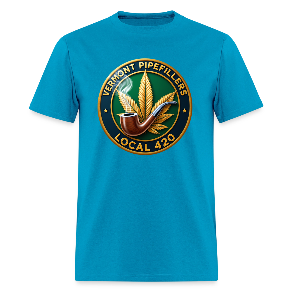 VERMONT PIPEFILLERS LOCAL 420 2 EMBLEM Men's T-Shirt - turquoise