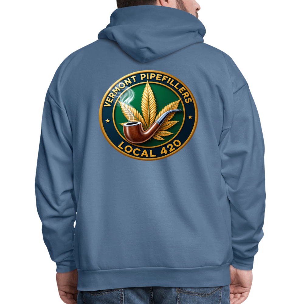 VERMONT PIPEFILLERS LOCAL 420 2 EMBLEM Men's Hoodie - denim blue