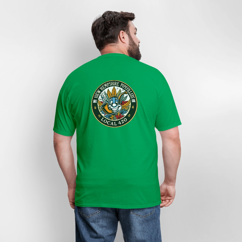NEW HEMPSHIRE PIPEFILLERS LOCAL 420 2 EMBLEM Men's T-Shirt - bright green