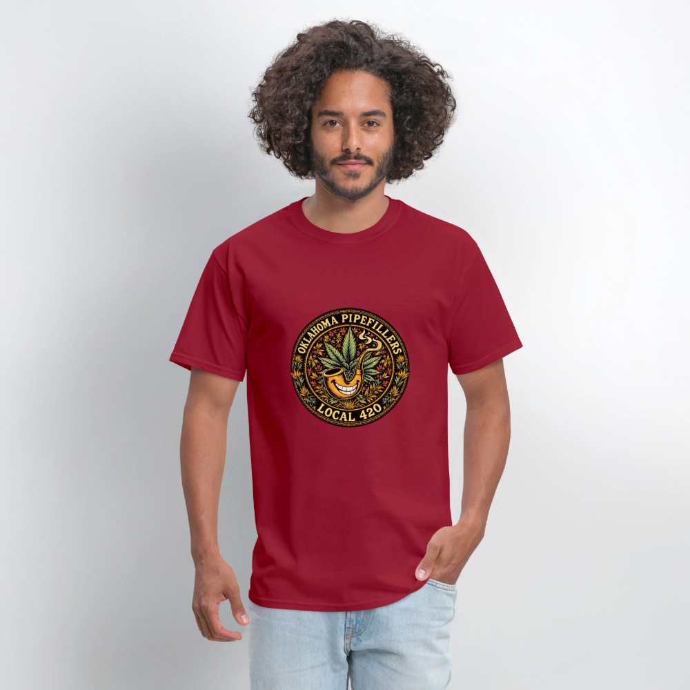 OKLAHOMA PIPEFILLERS LOCAL 420  F/B DESIGNS Men's T-Shirt - true red