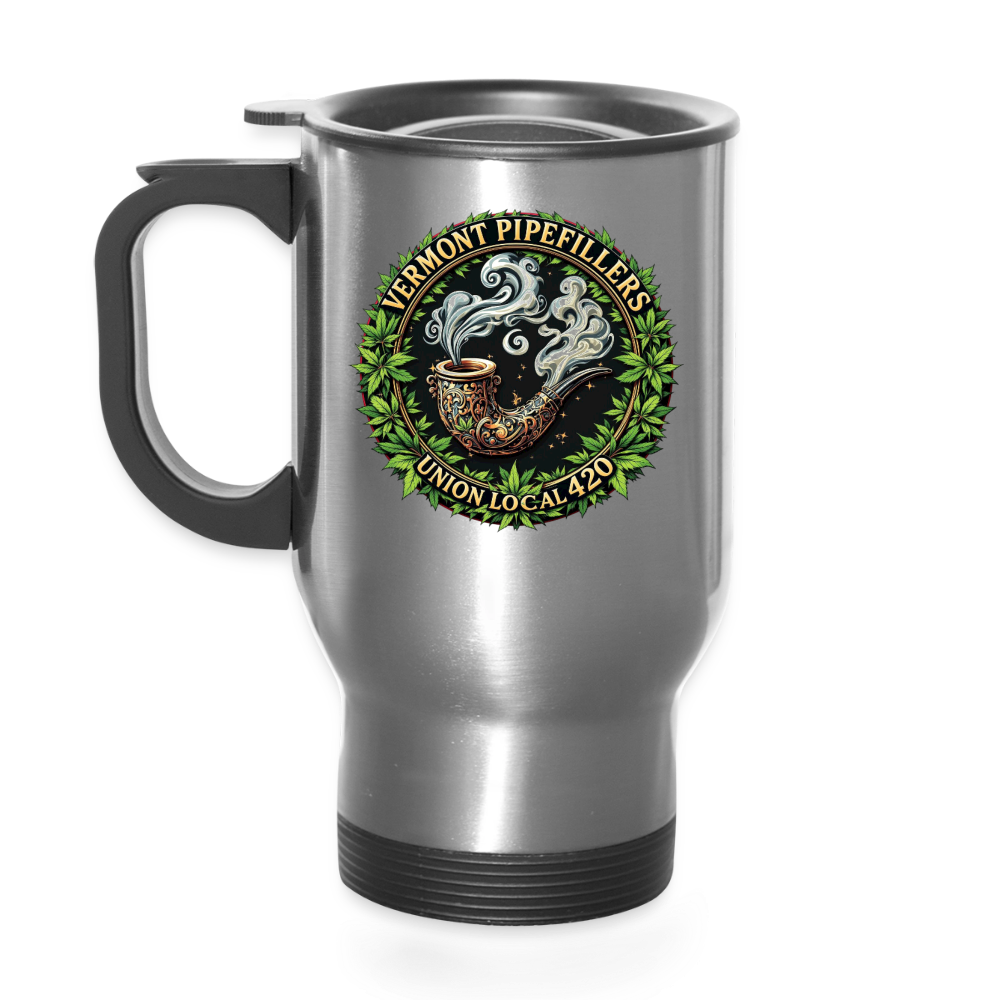 VERMONT PIPEFILLERS LOCAL 420 14oz Stainless Steel Travel Mug - silver
