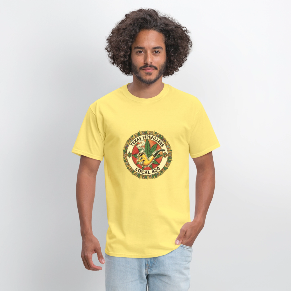 TEXAS PIPEFILLERS LOCAL 420 Men's T-Shirt - cornsilk