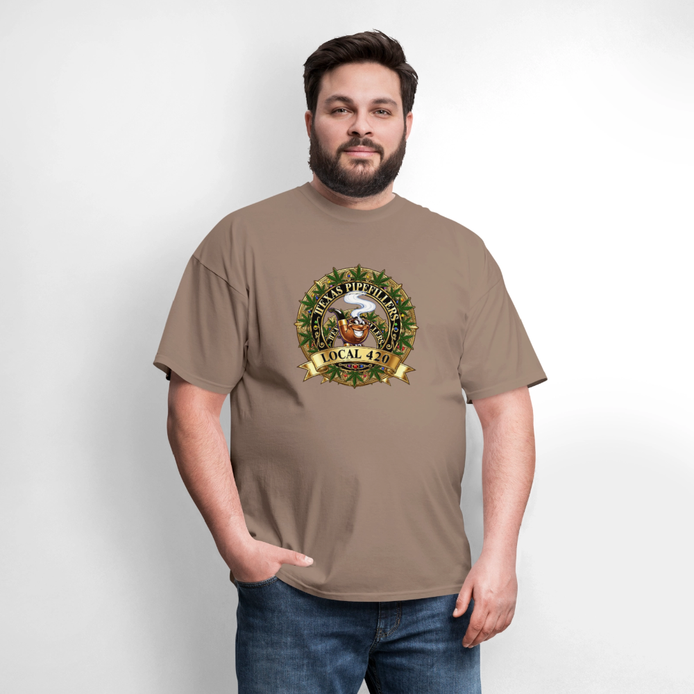 TEXAS PIPEFILLERS LOCAL 420 F/B DESIGN Men's T-Shirt - safari
