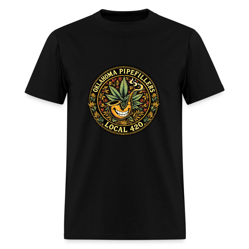 OKLAHOMA PIPEFILLERS LOCAL 420  F/B DESIGNS Men's T-Shirt - black