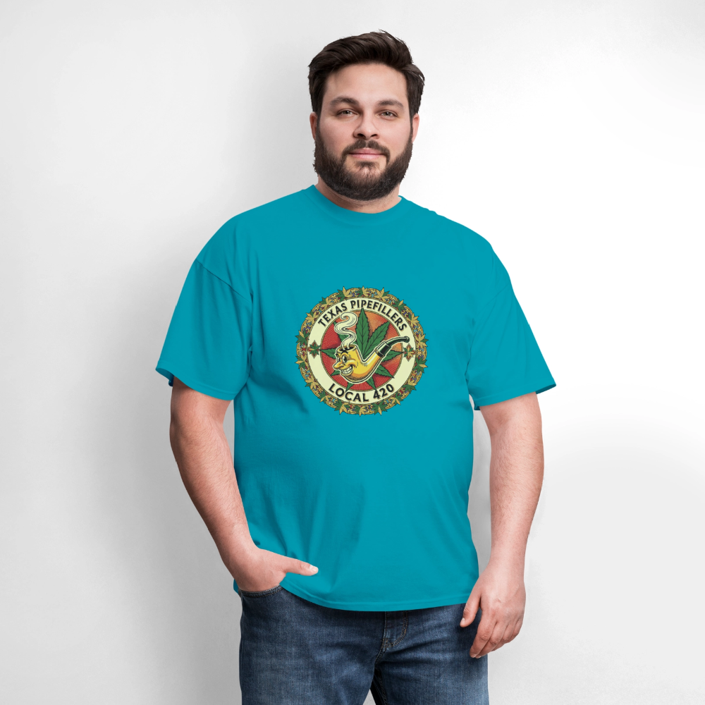TEXAS PIPEFILLERS LOCAL 420 F/B DESIGN Men's T-Shirt - turquoise