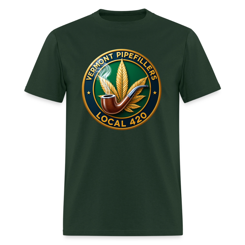 VERMONT PIPEFILLERS LOCAL 420 2 EMBLEM Men's T-Shirt - forest green