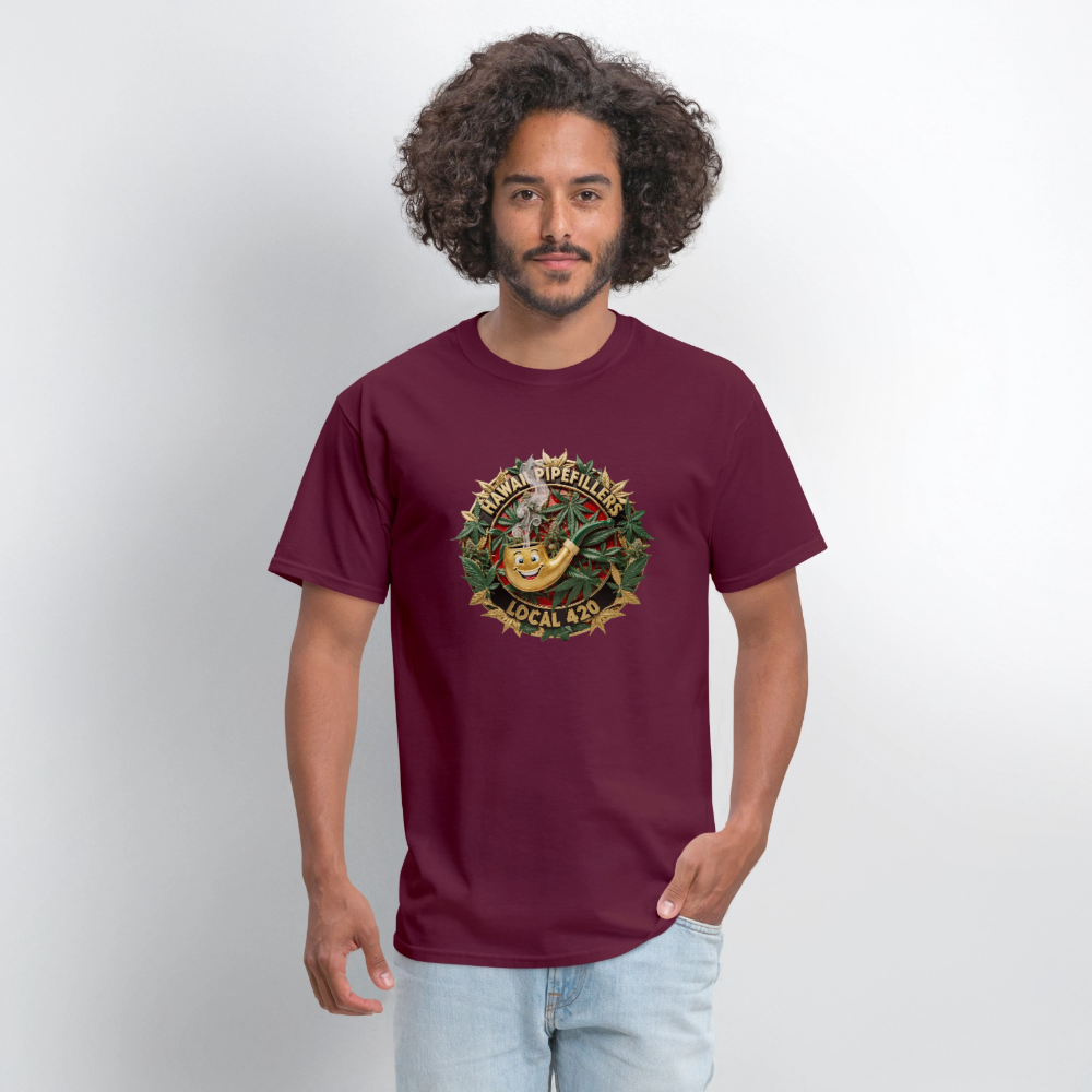 HAWAII PIPEFILLERS LOCAL 420 F/B DESIGN Men's T-Shirt - burgundy