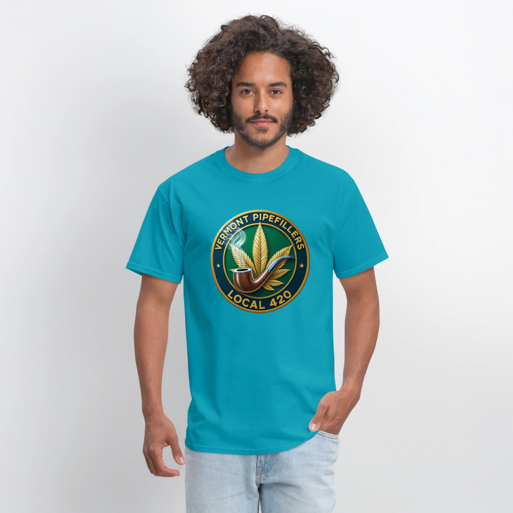 VERMONT PIPEFILLERS LOCAL 420 2 EMBLEM Men's T-Shirt - turquoise
