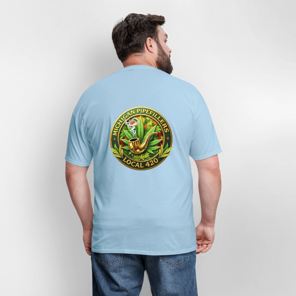 MICHIGAN PIPEFILLERS LOCAL 420 F/B DESIGN Men's T-Shirt - powder blue
