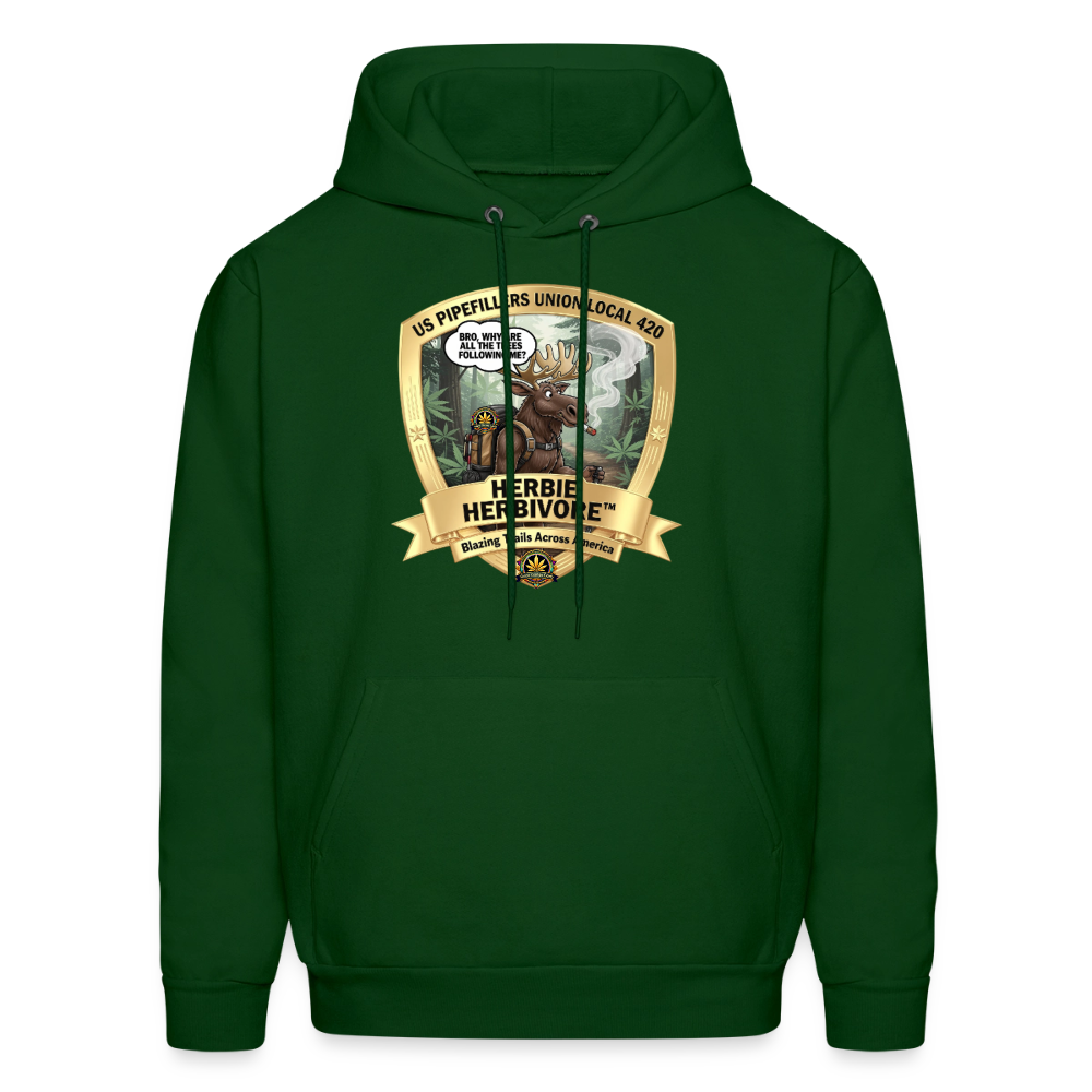 NEW ENGLAND PIPEFILLERS LOCAL 420 HERBIE HERBIVORE F/B EMBLEMS Men's Hoodie - forest green