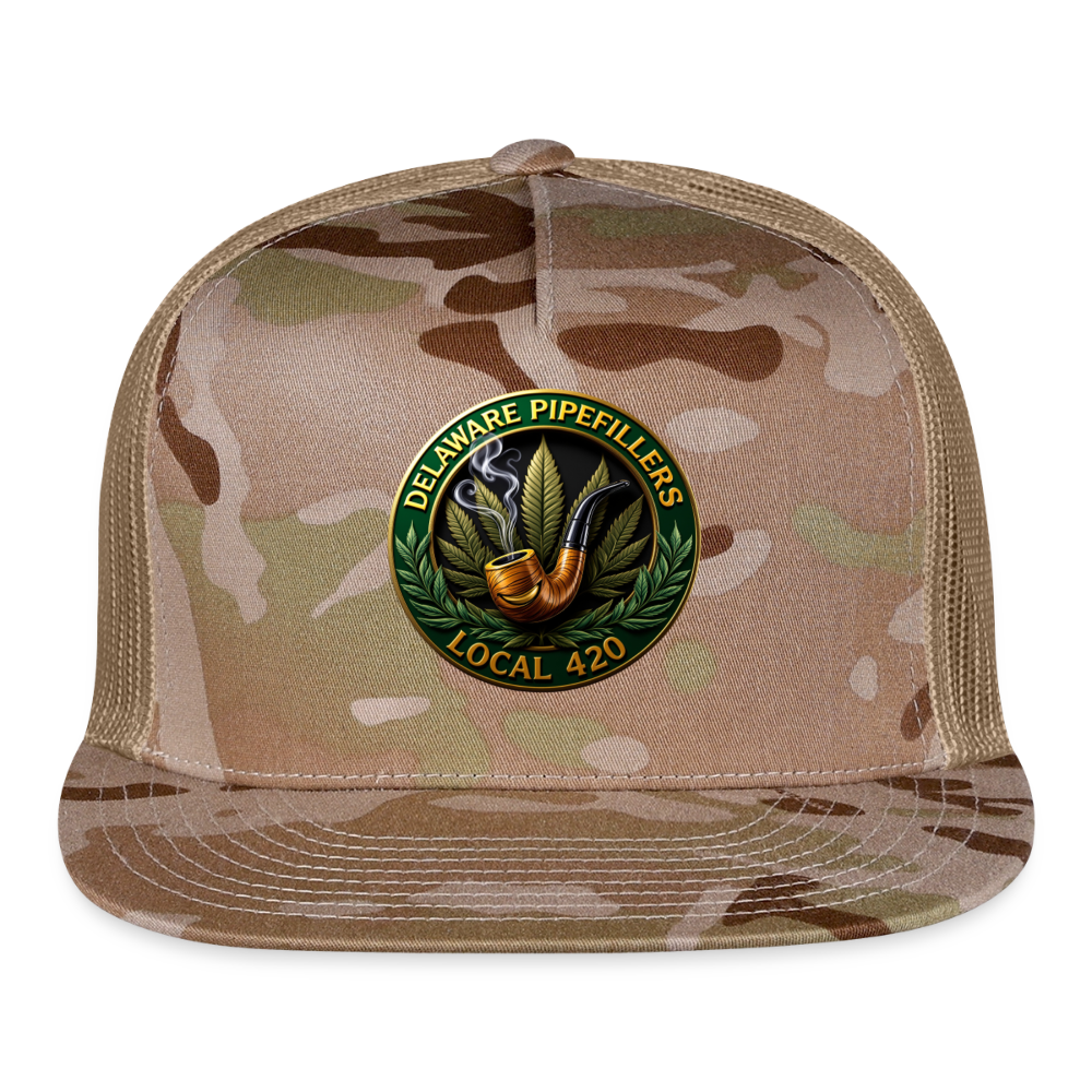 DELAWARE  PIPEFILLERS LOCAL 420 CAMO Trucker Hat - MultiCam\tan