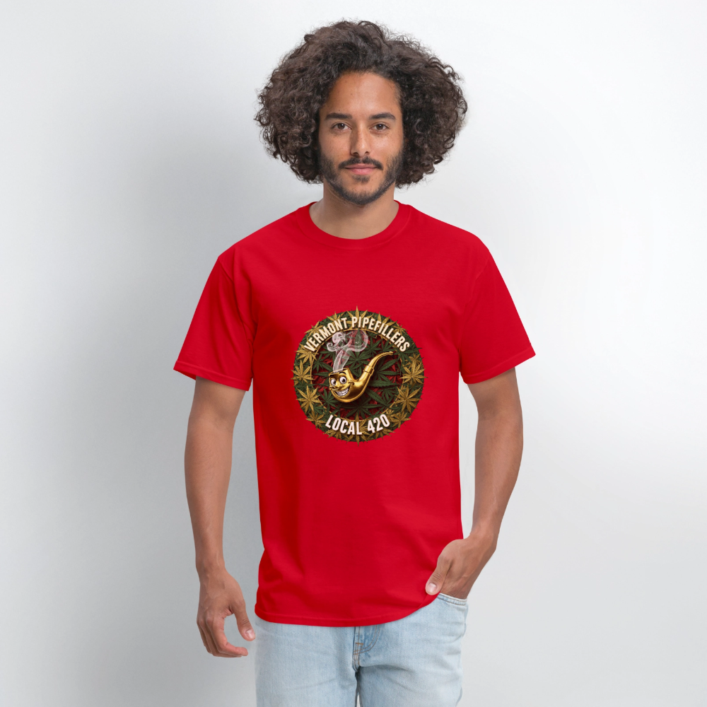 VERMONT PIPEFILLERS LOCAL 420  F/B DESIGN Men's T-Shirt - red