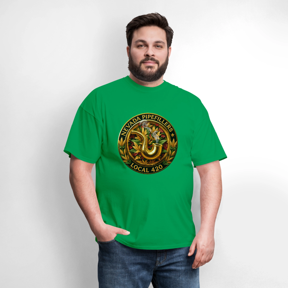 NEVADA PIPEFILLERS LOCAL 420  Men's T-Shirt - bright green