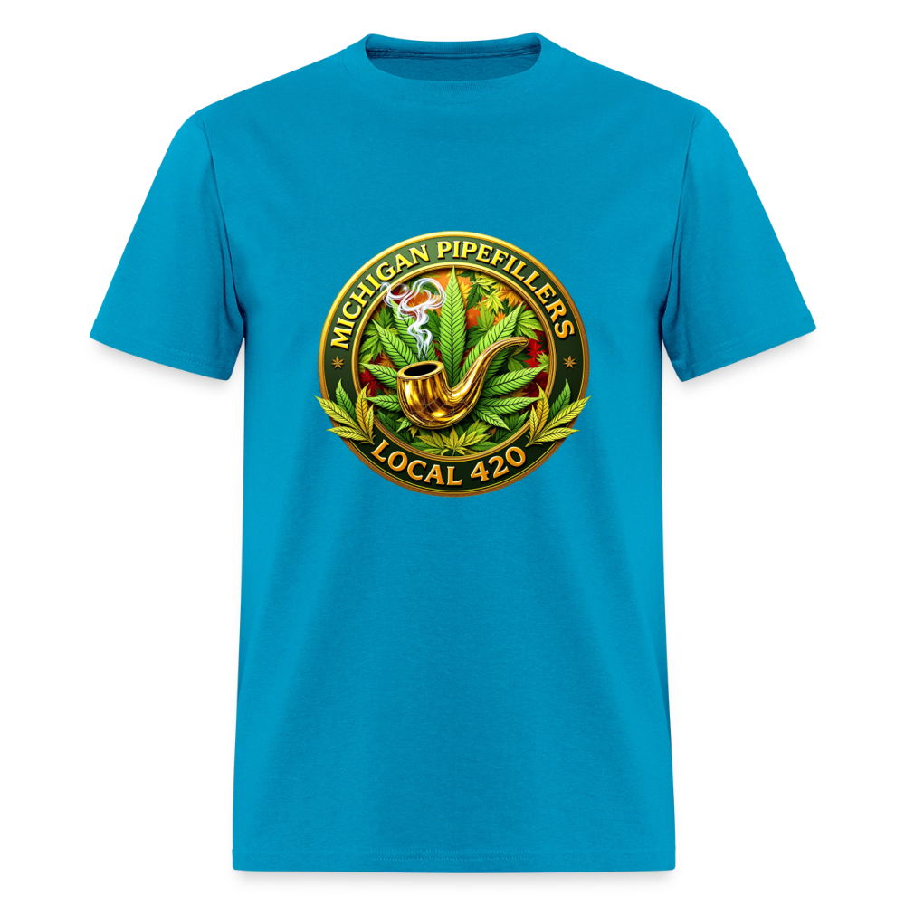 MICHIGAN PIPEFILLERS LOCAL 420 F/B DESIGN Men's T-Shirt - turquoise