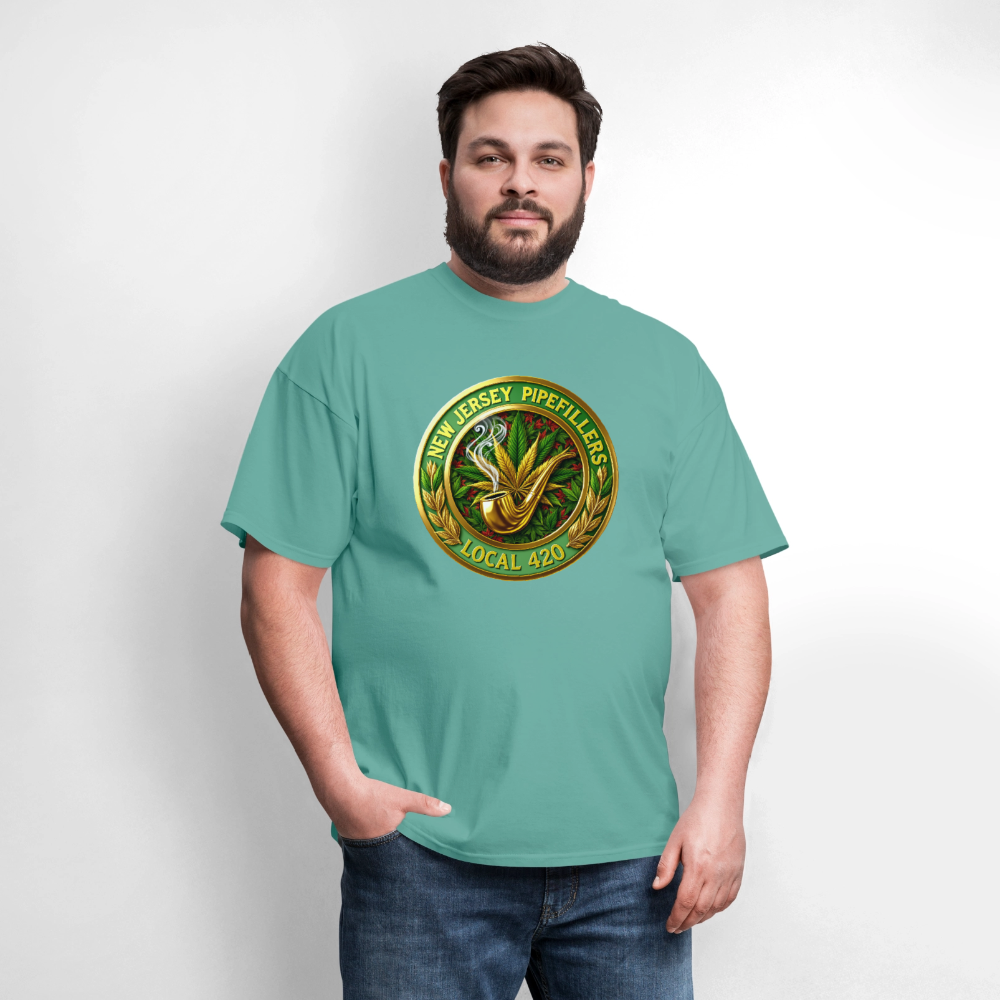 NEW JERSEY PIPEFILLERS LOCAL 420 F/B DESIGN Men's T-Shirt - aquatic