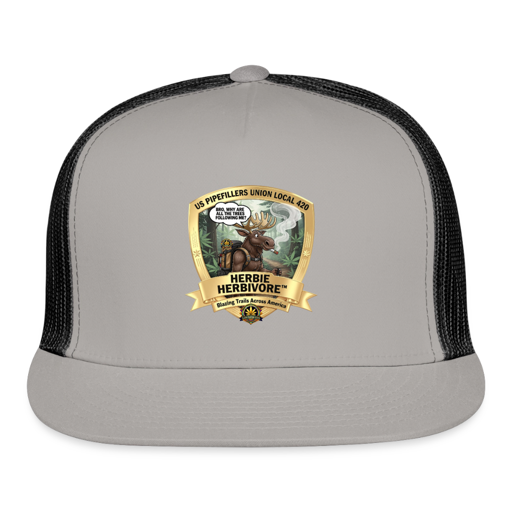 HERBIE HERBIVORE US PIPEFILLERS UNION LOCAL 420 Trucker Hat - gray/black
